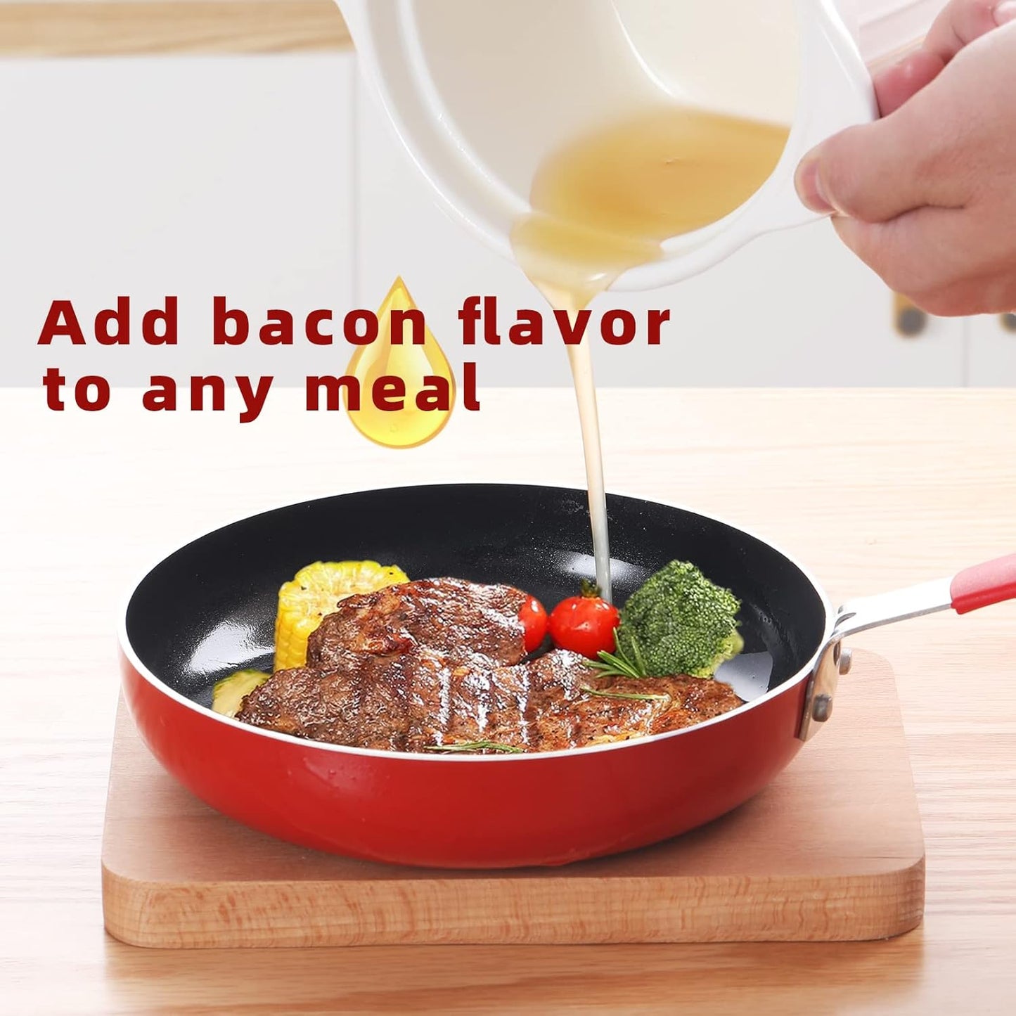17oz, ONTUBE Ceramic Bacon Grease Container Keeper with Strainer, Frying Oil Storage Can White