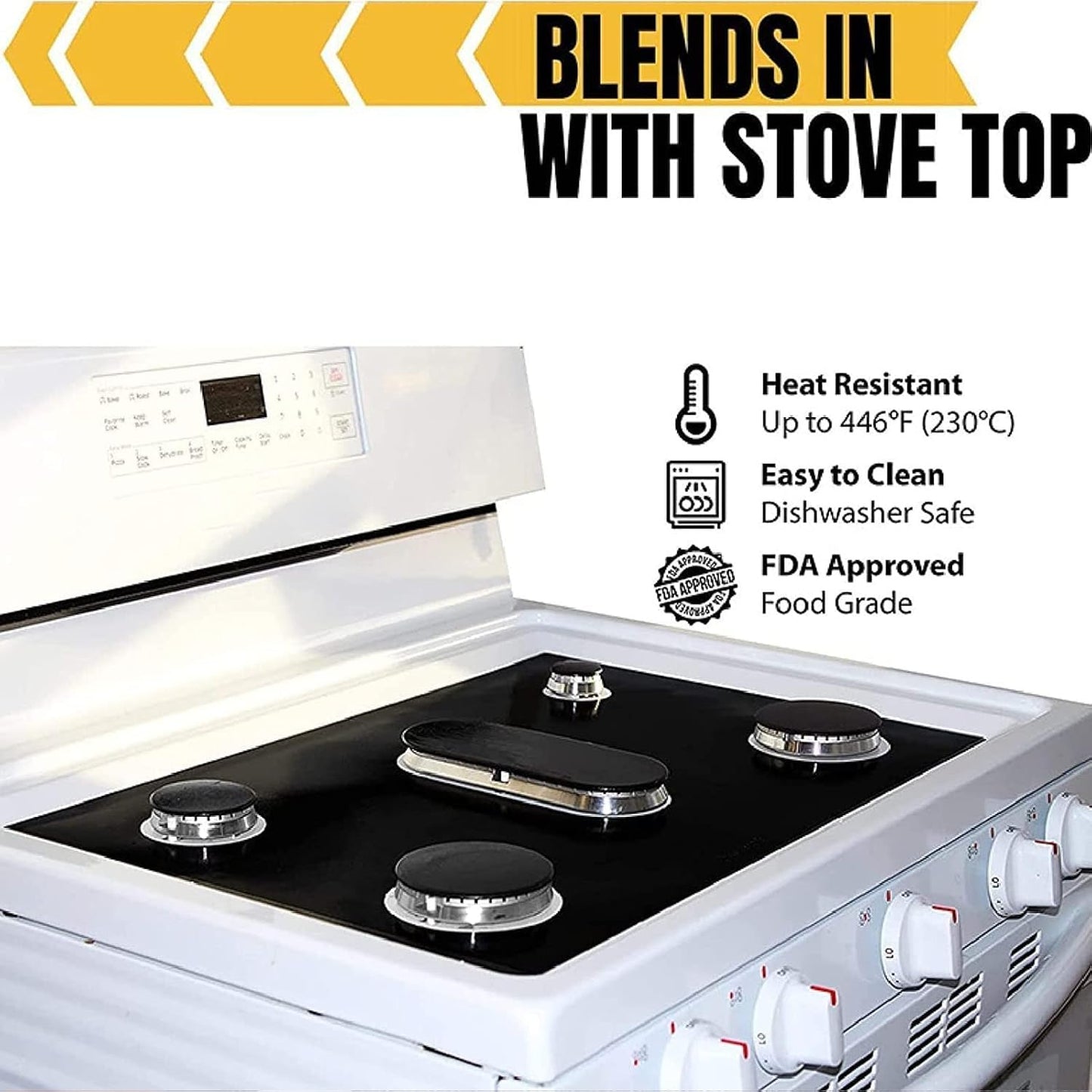 Stove Top Cover Protector, Heat Resistant Grill Mats Outdoor, PTFE Reusable Washable Heat Resistant Gas Stove Liner