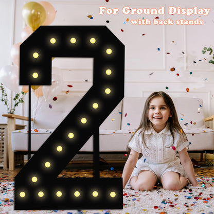 4FT Marquee Light Up Numbers, Black Giant Marquee Number Big Mosaic Number for 40th Birthday Party Decorations Backdrop 40 Anniversary Decor, Pre-Cut Frame Large Number 40