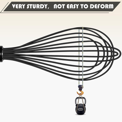 TEEVEA Silicone Whisk Stainless Steel Heat Resistant Non Scratch Kitchen Cooking Utensil for Blending Whisking Beating Frothing Stirring 11 Inch Black