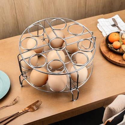 2 Pack Egg Steamer Rack, Instant Pot Egg Rack, Stainless Steel Trivet for 8 Quart Pressure Cooker, Stackable Insert for Instant Pot Accessories for Cooks 18 Eggs, Fits 6qt & 8qt Pressure Cookers