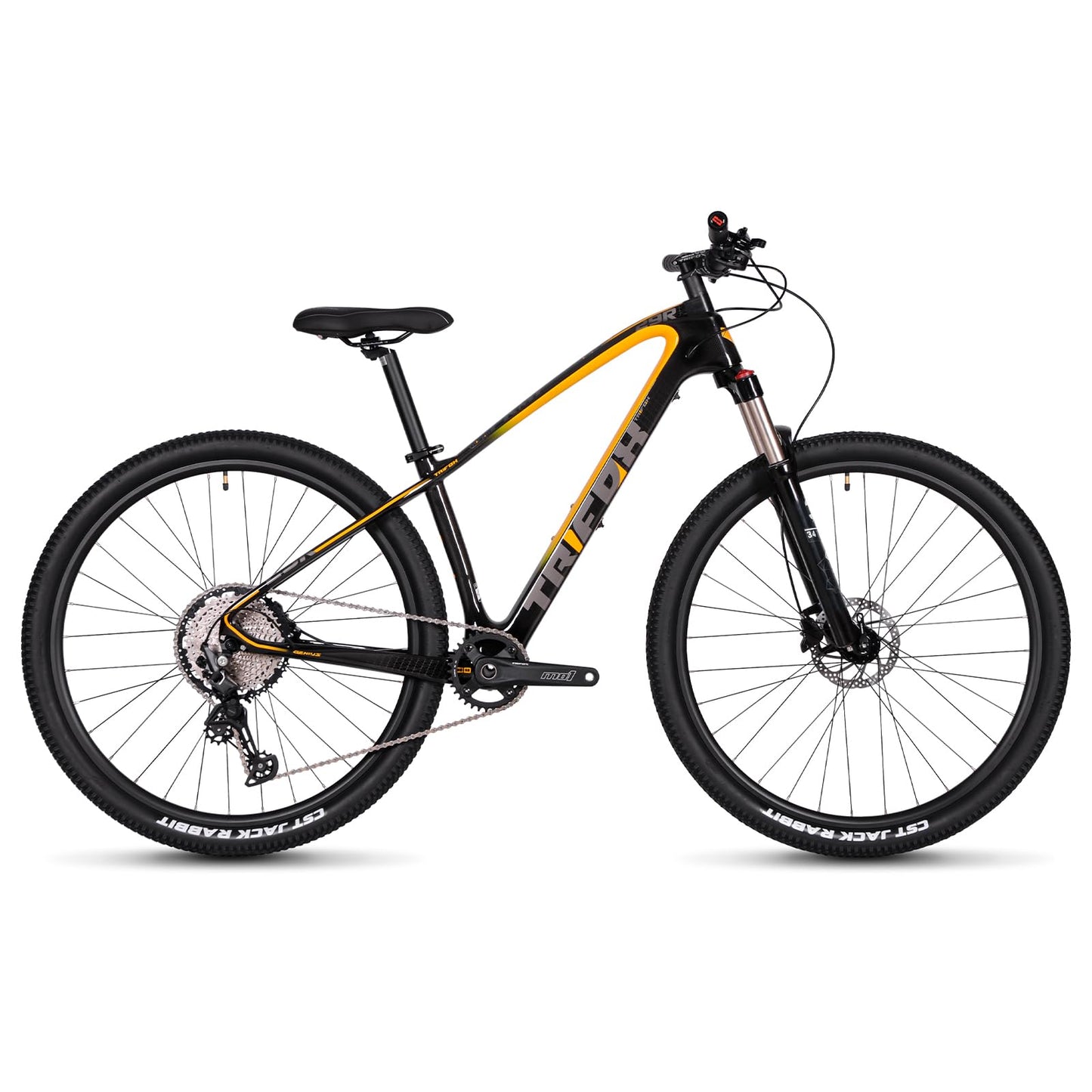 TRIFOX Carbon Fiber Mountain Bike with Shimano M6100 Deore Groupset 12-Speed,Carbon Fiber Frame,Hydraulic Fork 130mm Travel,29er Mountain Bike for Adult 17/19 inch (Obsidian Yellow, 29er * 19 inch)