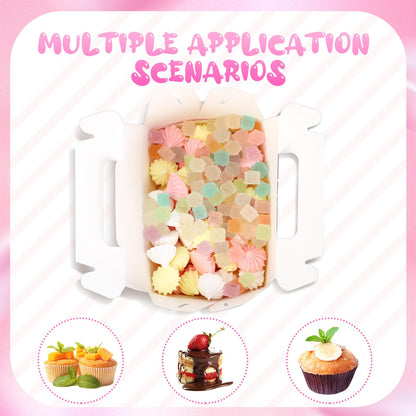 TecUnite 50 Pcs Pink Polka Dot Party Favors Boxes Large Treat Candy Gift Boxes with Handles 6.3 x 6.3 x 3.5 Inches for Birthday Halloween Christmas Party Supplies