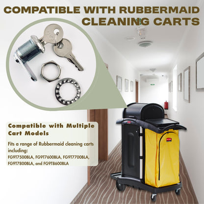 Replacement Lock & Key Set – Compatible with Rubbermaid® Commercial Cart 6181 | FG6181L20000 | 12 Locks with 24 Keys – (12 PK)