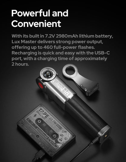 Godox Lux Master Retro Camera Flash, 2.4G Wireless TTL HSS Flash with Full-Color Touchscreen, GN25, Built-in 2980mAh Battery, Retro Style Strobe for Canon Nikon Sony Fuji Olympus Leica Pentax Camera