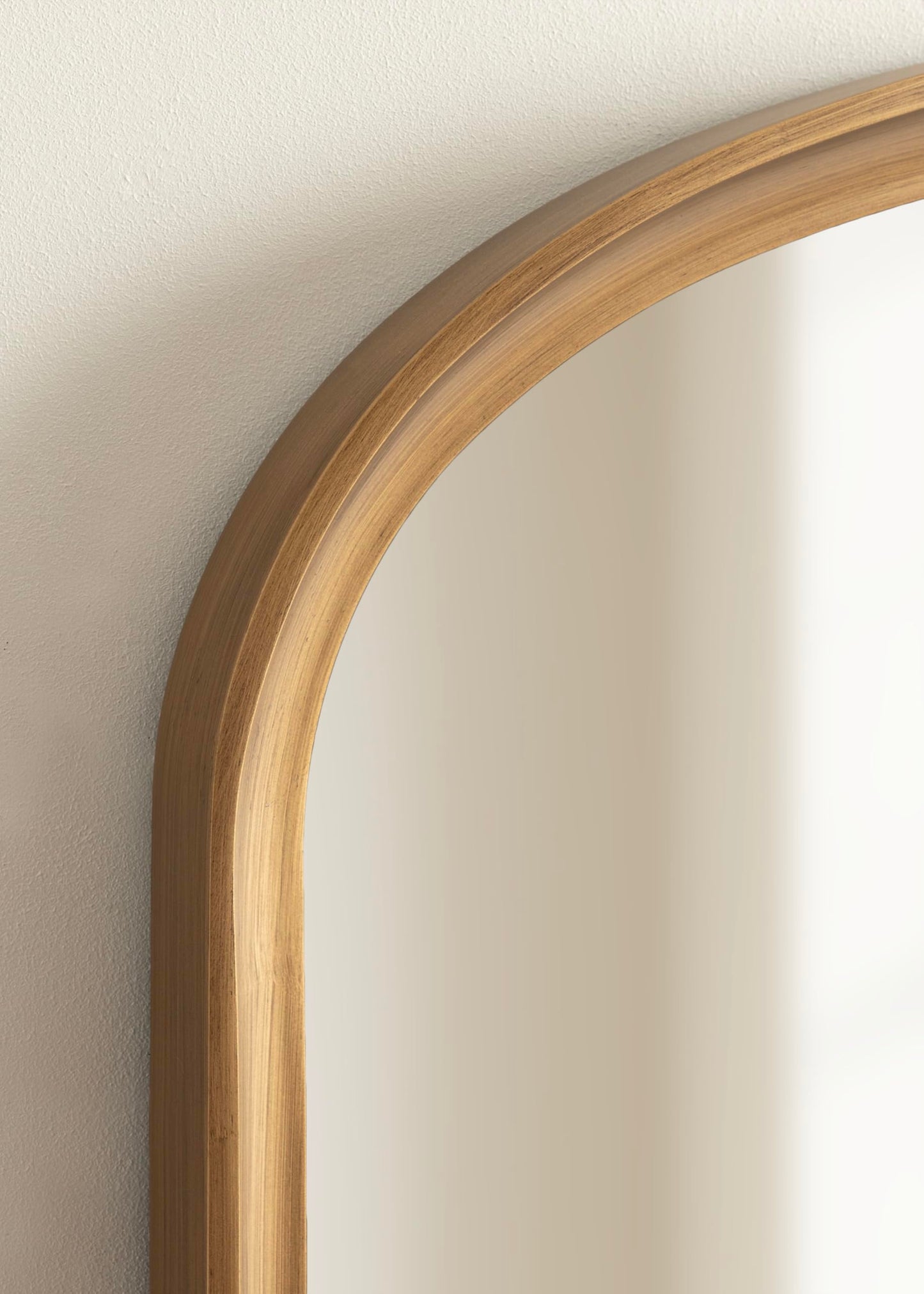 Kate and Laurel Hatherleigh Modern Arched Wooden Wall Mirror, 34 x 28, Gold, Decorative Wood Basket Arch Mirror for Use as Vanity Bathroom Accent or Living Room Mantel Decor