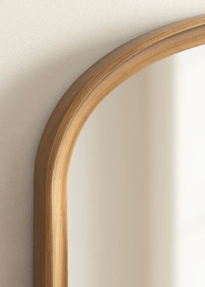 Kate and Laurel Hatherleigh Modern Arched Wooden Wall Mirror, 34 x 28, Gold, Decorative Wood Basket Arch Mirror for Use as Vanity Bathroom Accent or Living Room Mantel Decor