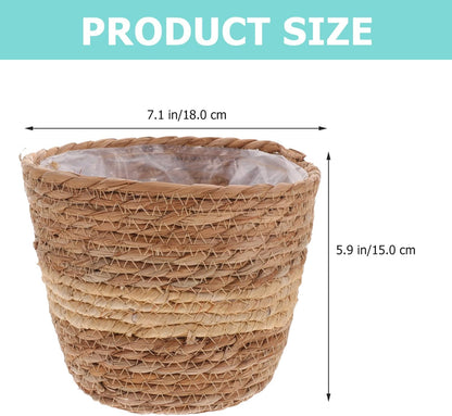 Zerodeko Flower Girl Basket, Woven Seagrass Belly Basket, Rustic Plant Pot for Home Decor, 18cm