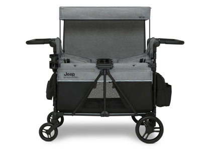 Delta Children - Jeep Aries Stroller Wagon - Premium Wagon for 2 Kids with Convertible Seats, Adjustable Push/Pull Handles, Removable Canopy & Flat Fold - Greenguard Gold Certified, Grey
