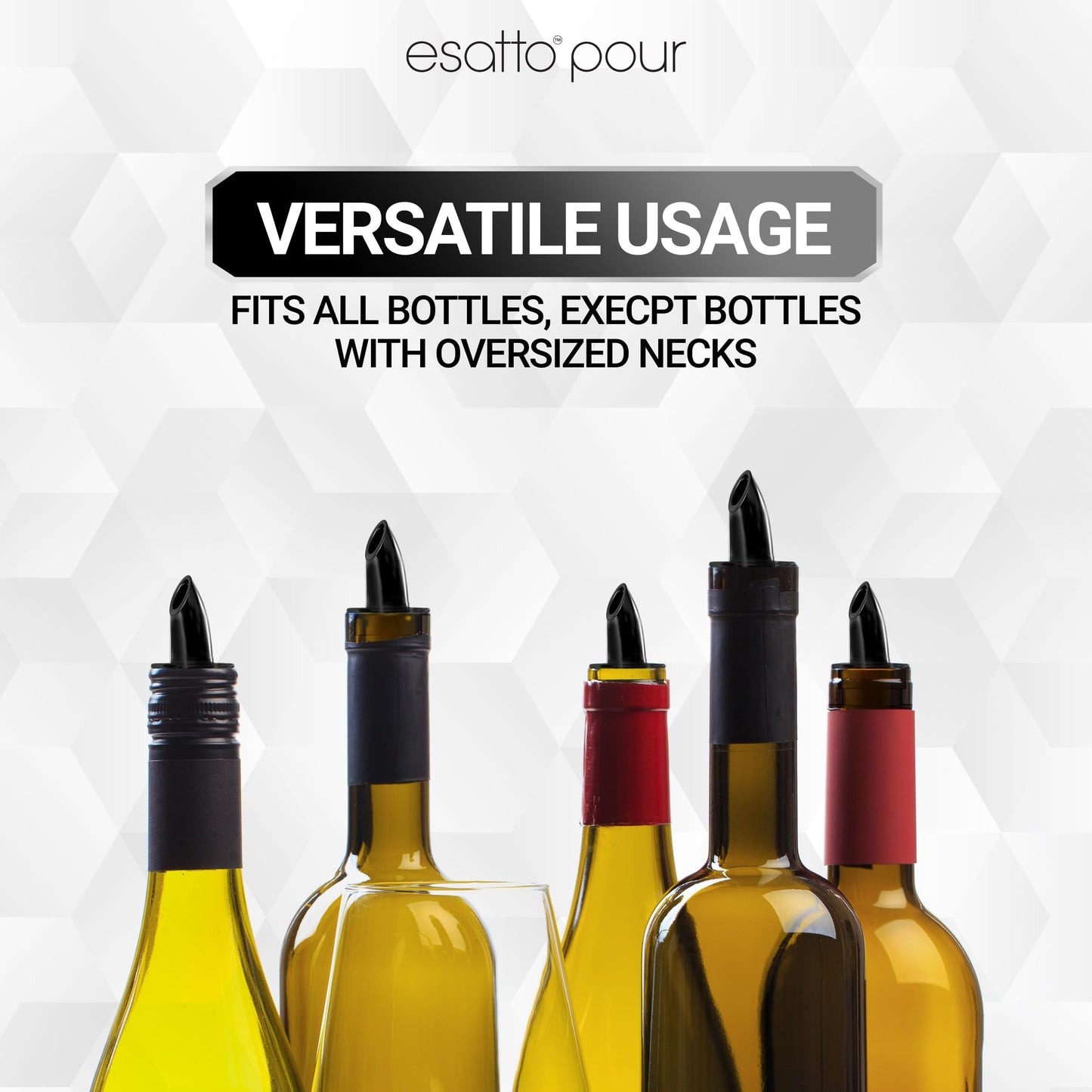 Esatto 100 Piece Plastic Bottle Pourer - Versatile Drink and Alcohol Pourer Spout - Easy Install, Durable, Professional Bar Tool