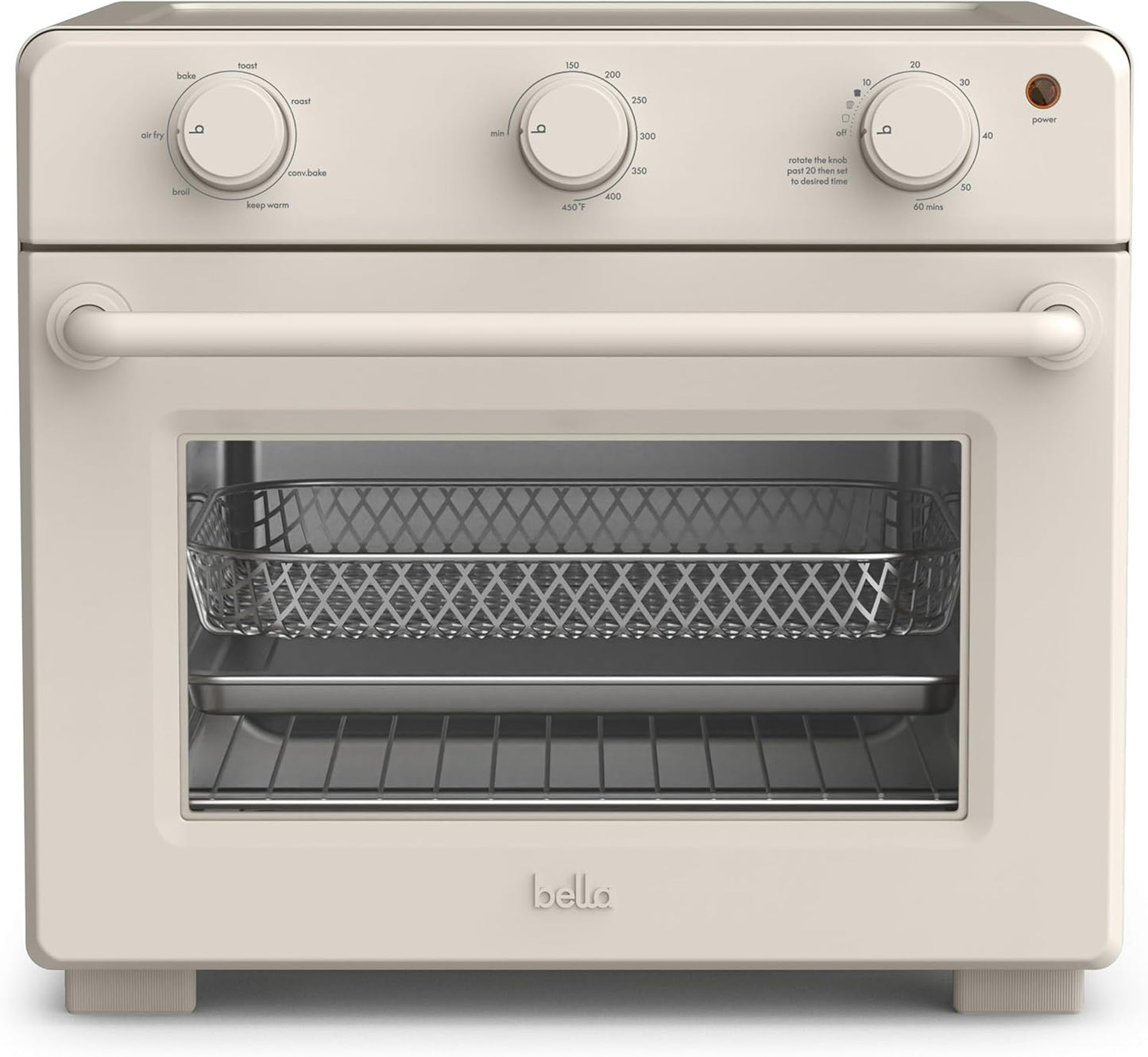 Bella Air Fry Toaster Oven - 7 Cooking Options, Dishwasher-Safe Trays, 1700W, Oatmilk Finish