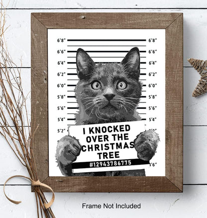 Skiennix Cat Christmas Tree Wall Art | Cute Holiday Decoration for Cat Lovers | 8x10 Unframed Print