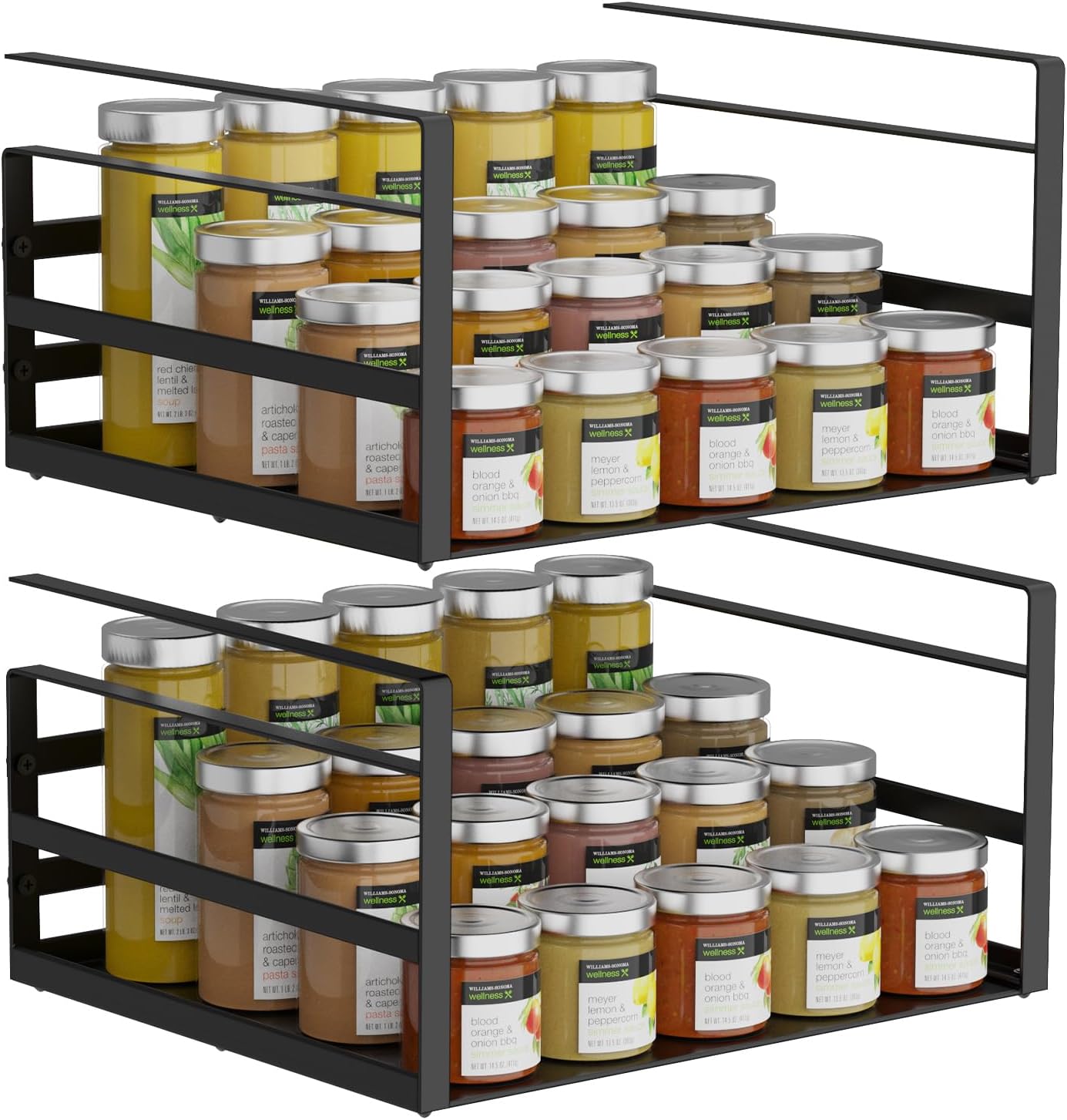 2 Pack PEKGRIL Under Shelf Basket, Black Undershelf Storage Basket, Heavy Duty Slide-in Hanging Storage Basket, Metal