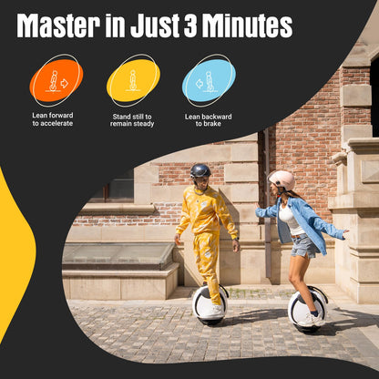 INMOTION E20 Electric Unicycle, Dual-Tire Self-Balancing Design with UL2272 Certified Safety, 14" Wheel, 900W Peak Power, Up to 18.6 Miles, 12.4 MPH, Lightweight for Easy Learning