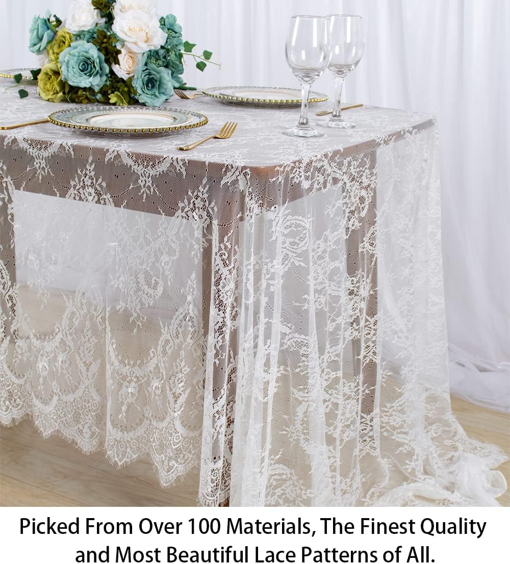ShinyBeauty Rectangular Lace Tablecloth 60x120-Inch 2 Pack Floral Vintage Table Cover for Rustic Party