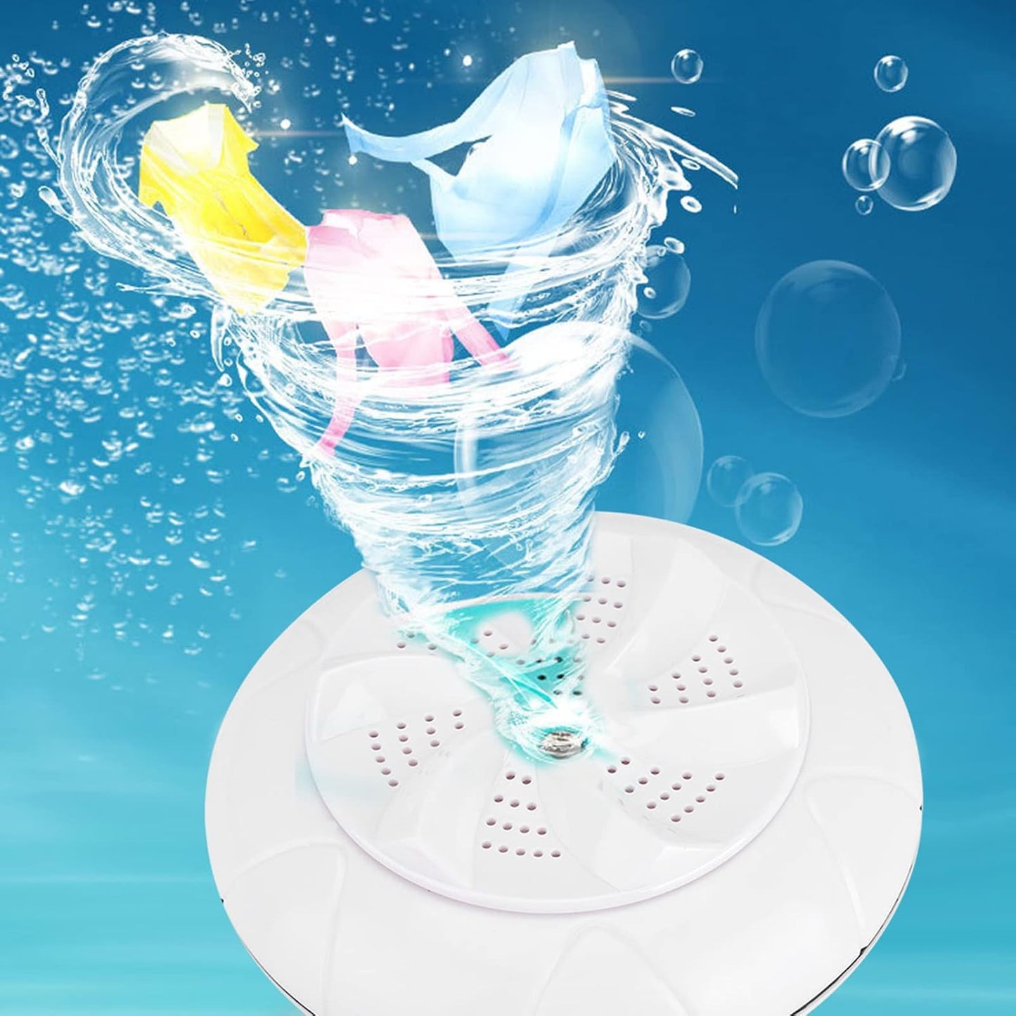 Ultrasonic Washing Machine, USB Powered Portable Turbine Washer for Traveling, Camping, Home Use (White)