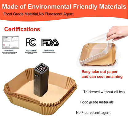 Air Fryer Liners Disposable 9 Inch, 9 inch Air Fryer Liners 125 Pcs Large Square Air Fryer Paper Liners for 5QT 6qt 8QT Air Fryer, Non-stick Parchment Paper for Frying, Baking