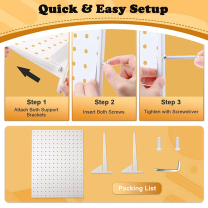 4 Pack Peg Board Display Stand for Vendors with 48 Hooks Metal Tabletop Pegboard Display Stand for Craft Shows 17" X 13" Retail Display Racks For Jewelry Earring Keychain PegBoard Organizer White