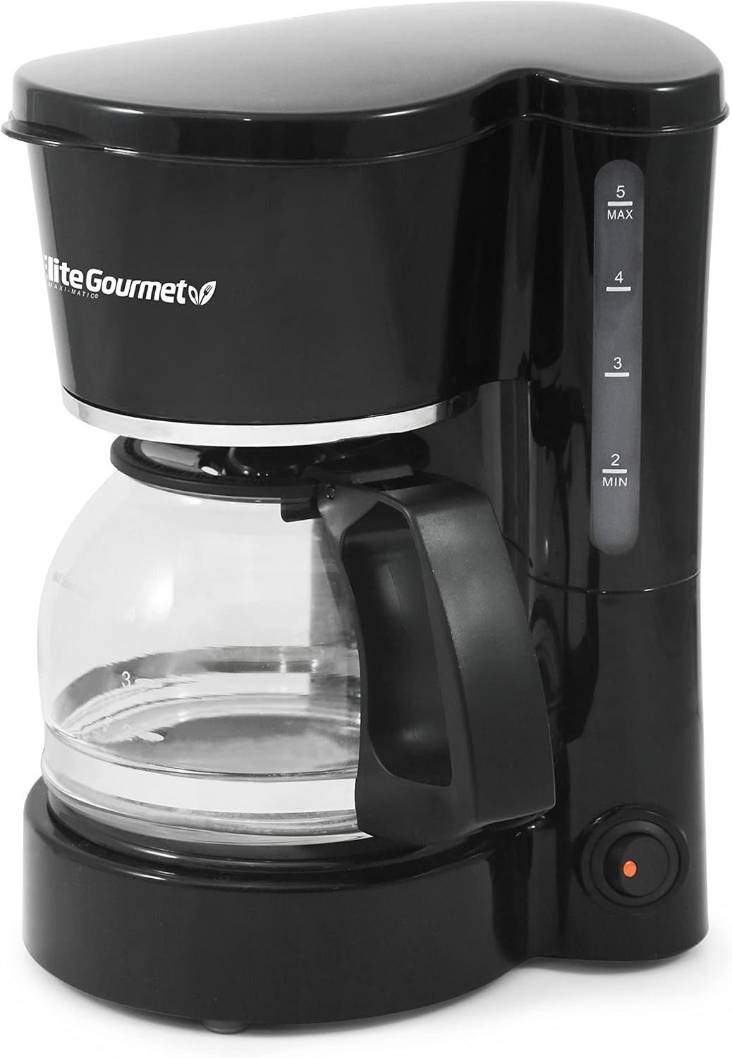 Elite Gourmet EHC-5055# Automatic Brew & Drip Coffee Maker, Black, with Reusable Filter & Water Level Indicator