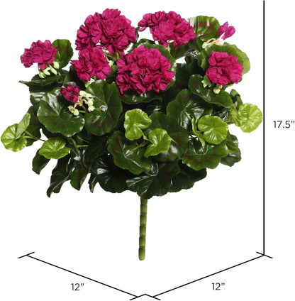 Vickerman Everyday Artificial Purple Geranium Bush 17.5" - Premium Faux Floral Decor for Weddings or Everyday
