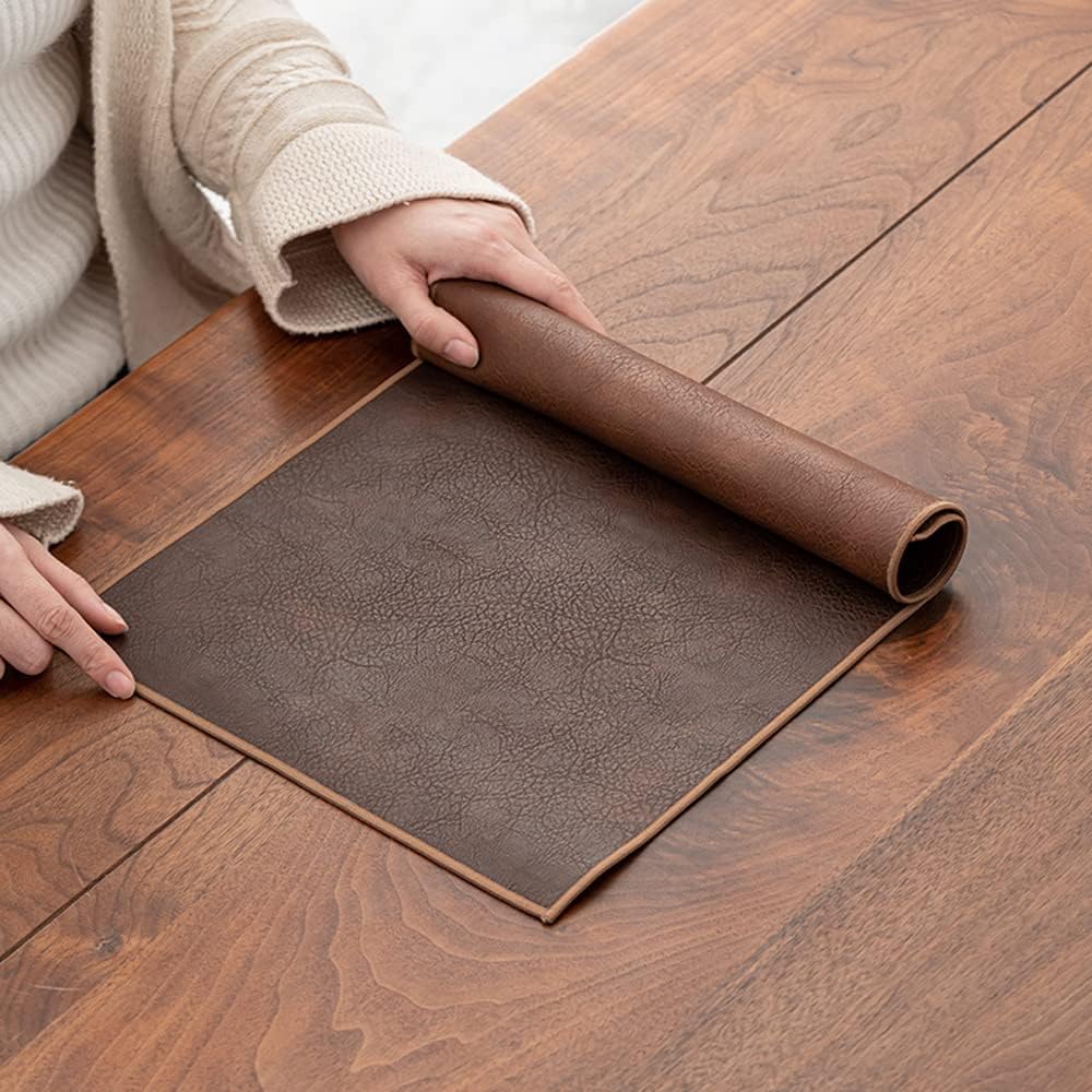 1220 Inch Waterproof PU Leather Table Runner, Vintage Coffee/Tea Mats, Heat Resistant & Wipe Clean, Bedside Nightstand