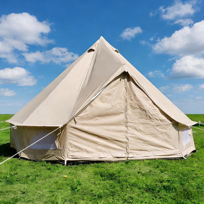 Outdoor Camping 13ft/16.4ft Oxford Bell Tent with Sewn-in Groundsheet for 4-8 Persons, Large Glamping 4M/5M Yurt Tent with Stove Jack for Winter Camping (13FT(4 Meter Bell Tent))