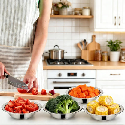 Okllen 10 Pack Small Stainless Steel Bowls, 6 1/2 Inch Wide Kitchen Metal Bowl with Flat Base, 3/4 Quart Prep Bowls for Meal Prep, Cooking, Serving, Baking
