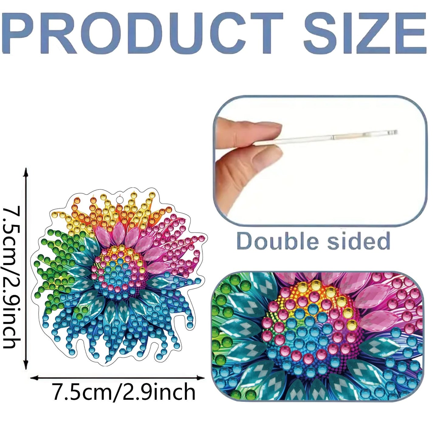 C'eitura 12-Pack DIY Colorful Sunflower Diamond Art Keychain Kits, Cute Keychains for Bags, Keys, Backpacks, Sparkling Art & Craft Gifts for Kids, Teens, Adults