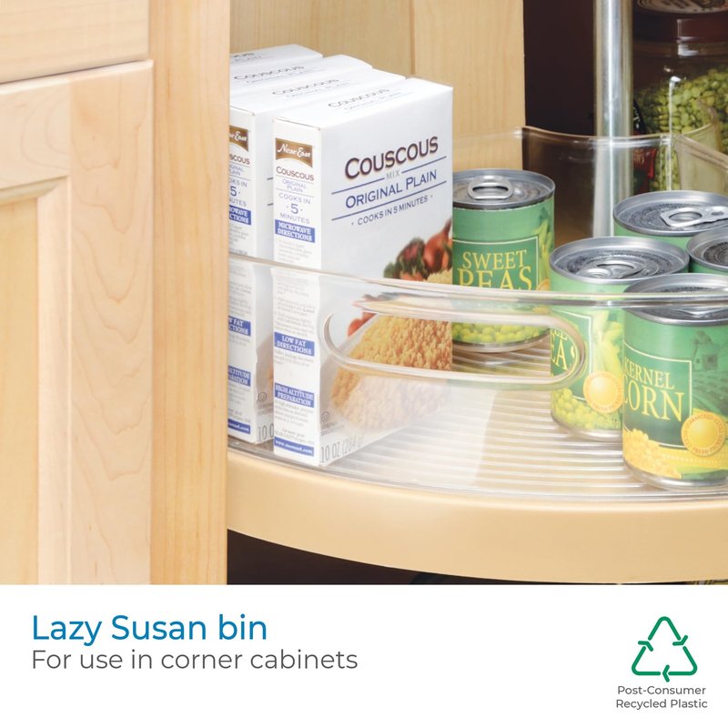 iDesign Plastic Lazy Susan Cabinet Storage Bin, 1/8 Wedge Container for Kitchen, Pantry, Counter, BPA-Free, 10.25" x 9.5" x 4", Clear