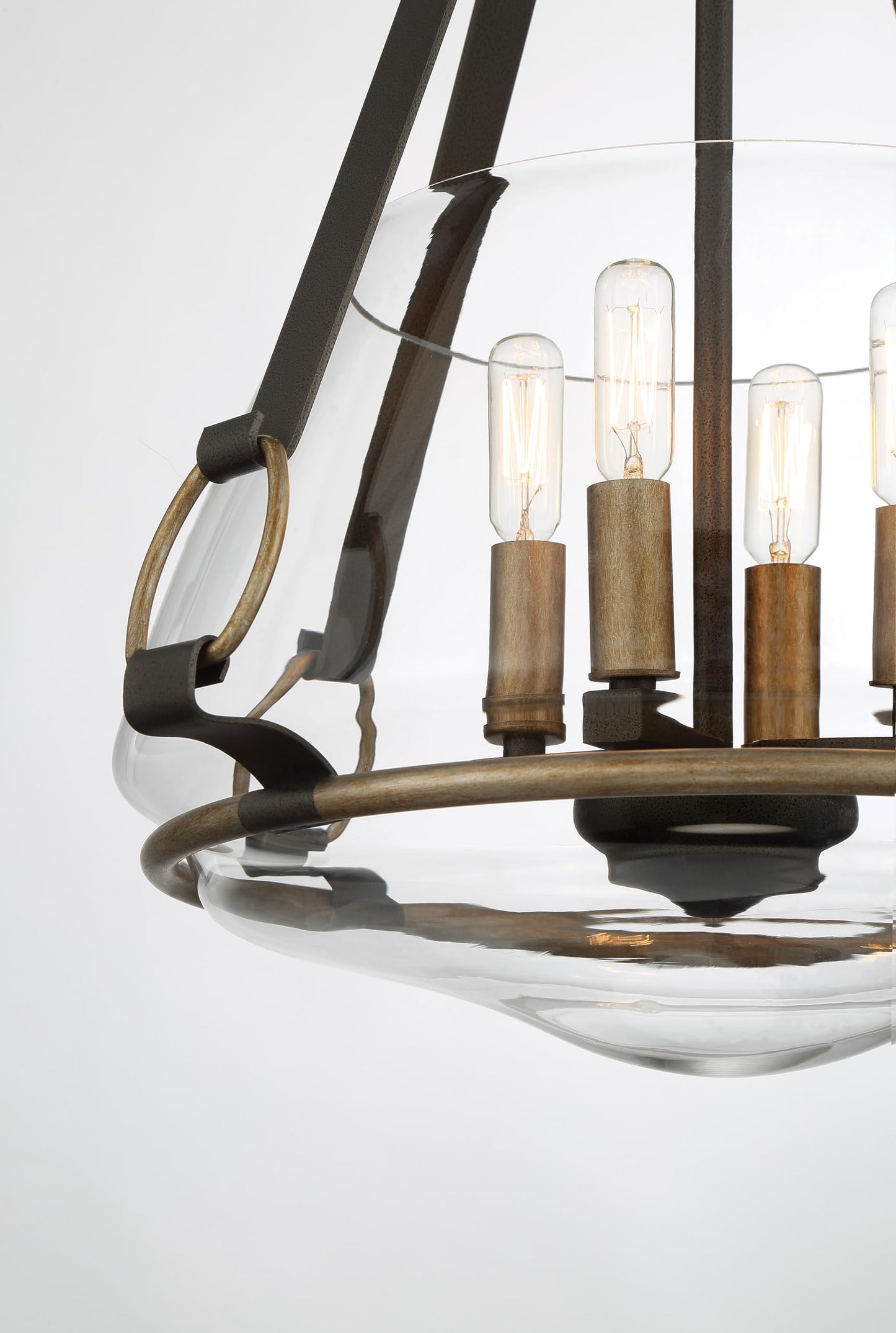 Minka Lavery 3904-107 Eden Valley Convertible Pendant to Semi-Flush, 4-Light, 240 Total Watts, 17.63-in H x 20.75-in W, Smoked Iron with Aged Gold