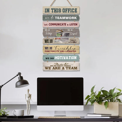 LHIUEM In This Office Wall Decor, Motivational Wall Signs Set of 8 (2.5”X12”) Wooden Hanging Office Decor for Women