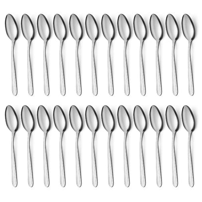 BEWOS 24 Pieces Teaspoons, 6.2 Inches Stainless Steel Teaspoons Silverware, Spoon Silverware, Coffee Spoons, Small Spoon, Mirror Polished, Dishwasher Safe, Silver Spoons For Home, Restaurant