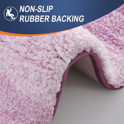OLANLY Bathroom Runner Rugs - Extra Soft Microfiber Bath Mats | 47x24, Quick Dry, Washable, Pinkish-Purple