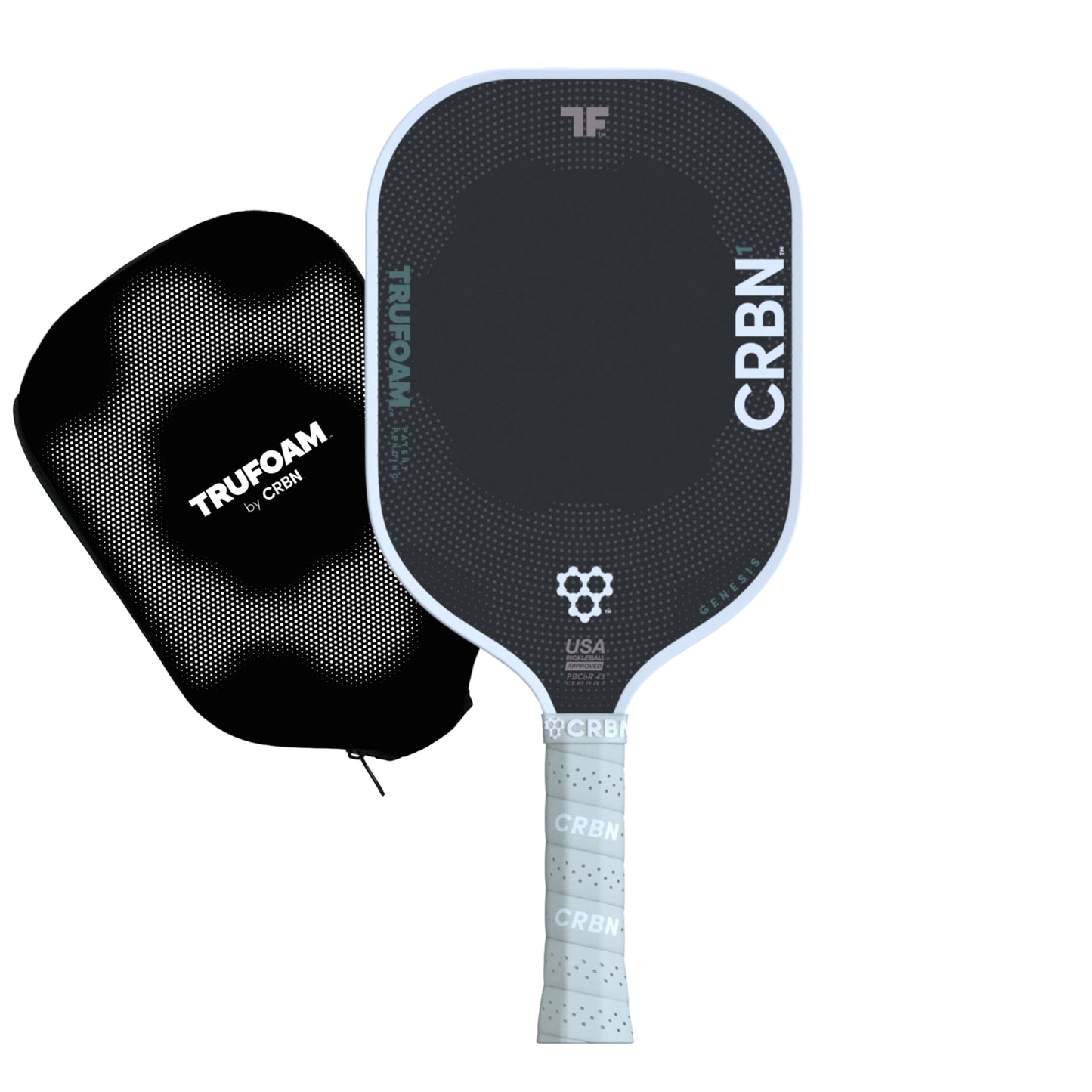 CRBN Pickleball - TruFoam Genesis - Carbon Fiber Pickleball Paddle - First-Ever 100% Foam Core Performance Paddle (Elongated w/Long Handle)