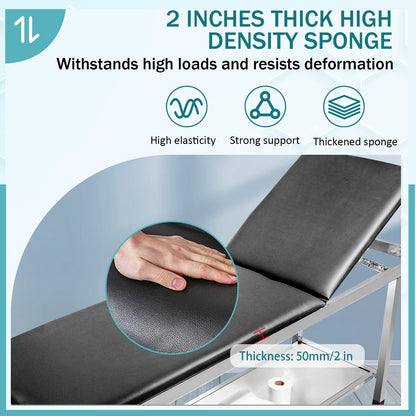 JJFFTAO Adjustable Exam Table，Doctor Bed with Folding Legs is Stable and Durable，Folding Medical Exam Table Holds 500 lbs for Clinical Examination 、Massage 、Spa Beds、Beauty