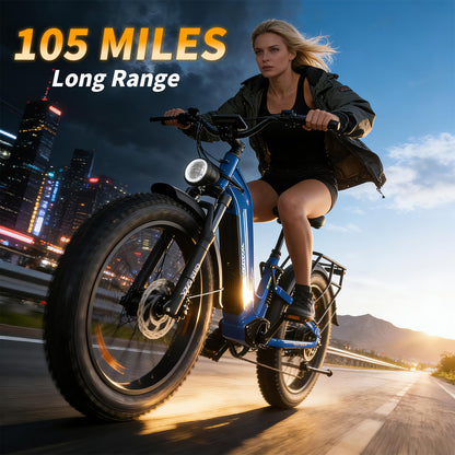 FREESKY Dual Motor Electric Bike for Adults 3500W Fast Ebike 105Miles Long Range 48V 25A Electric Mountain Bike 34MPH Dirt E Bike 26'' Fat Tire Full Suspension Green