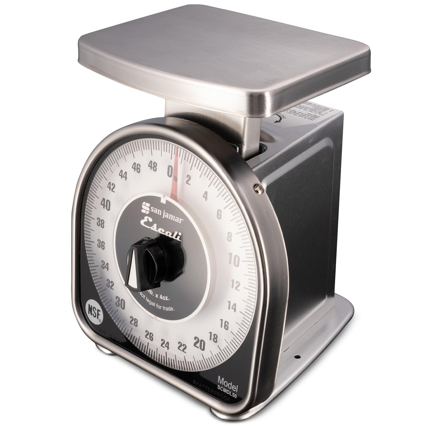San Jamar Escali Analog Food Scale – SCMDL50 Mechanical Food Scale for Kitchens and Restaurants, Easy-Read Dial, Non-Slip Base, 50lb Capacity, 4oz