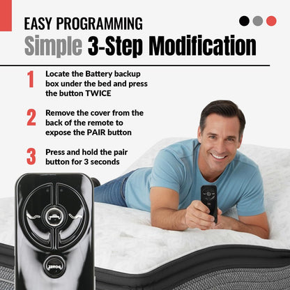 ANDERIC RF399A / RF368B for Sealy Ease Adjustable Bed Base Frames Remote Control | Works Sealy Ease Ergo 2.0, Ease 3.0, Ease 4.0 | Serta Motion Essentials 3rd Gen | Beautyrest SmartMotion Base 1.0