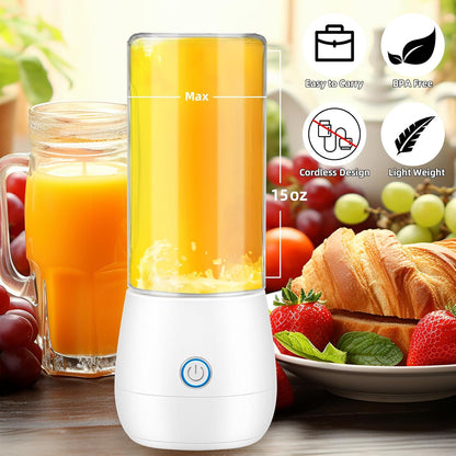 Portable Mini Blender, Personal Blender for Shakes and Smoothies, USB Rechargeable 15 OZ Mini Fruit Juice Mixer