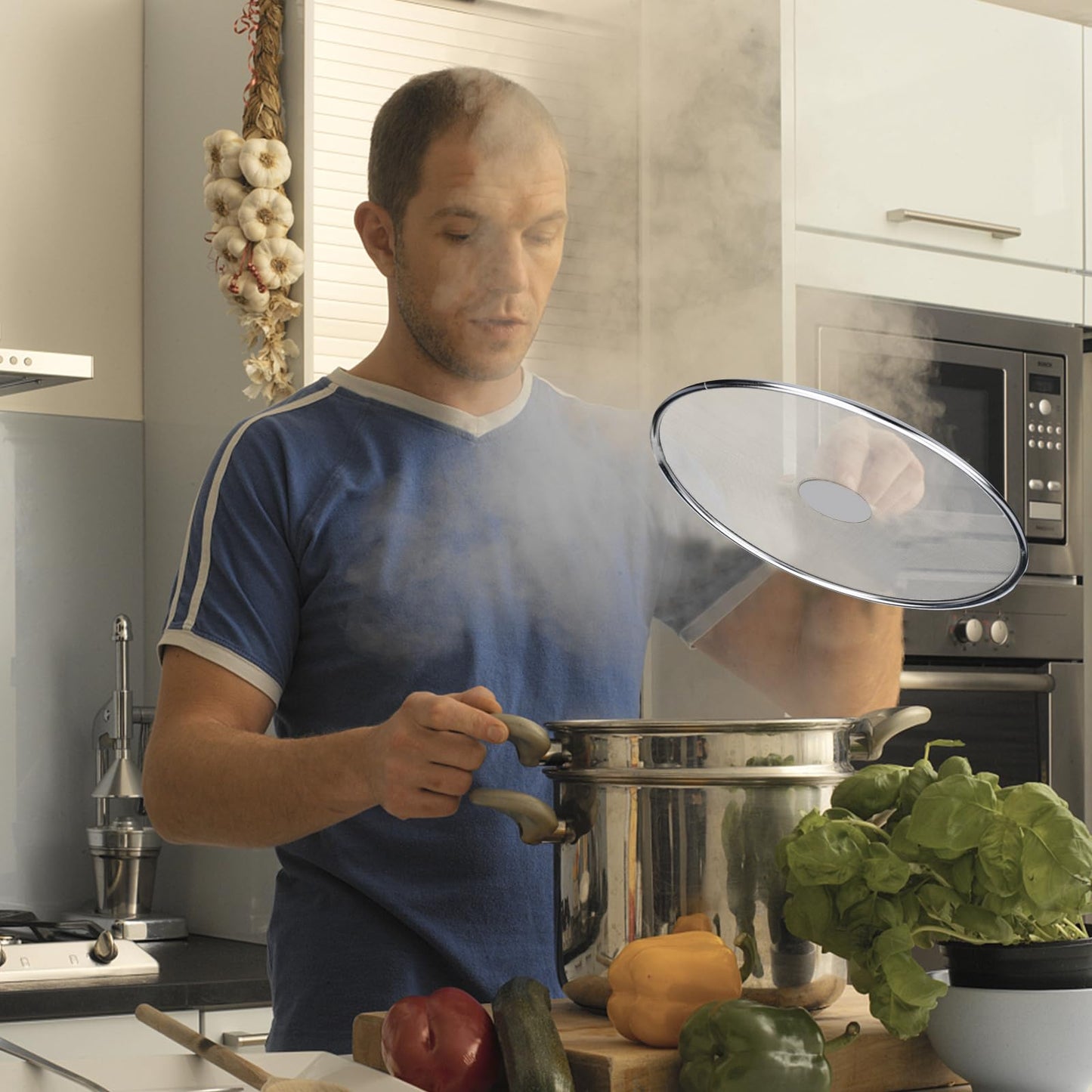 3 Pack Splatter Screen for Frying Pan 13" 11.5" 9.8" Stainless Steel Grease Splatter Guard Ultra Fine Mesh Lids with Fold Flat Knob Set for Prevent Oil Splatter