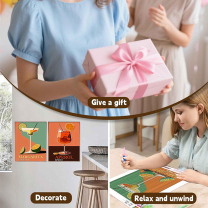 Ycydilirab 6 Pack Diamond Art Kits for Adults,Cocktail 5D Diamond Painting Kits for Adults,DIY Gem Painting Perfect for Gifts and Home Wall Decor 10x12inch