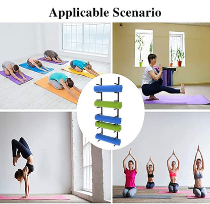 Oracra Yoga Mat Holder Large Capacity Hanging Yoga Mat Wall Holder - 9 Sectional, Home Adjustable Metal Exercise Mats Storage Rack, Commercial Gym Accessories