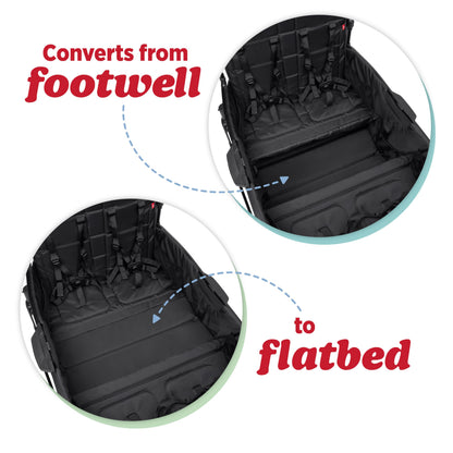 Radio Flyer Voya 2.0 4-Seat Stroller Wagon, for Kids 6+ Months, Lightweight, Compact, Foldable, UV Canopy, Included Storage, Never Fall Pull Handle, Seats Convert to Flatbed, Stroller Wagon for Kids