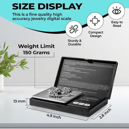 Digital Pocket Scale, 0.01gX150g, Electronic Smart Weigh Scale, Portable Mini Scale with LCD Display, Tare, Black.