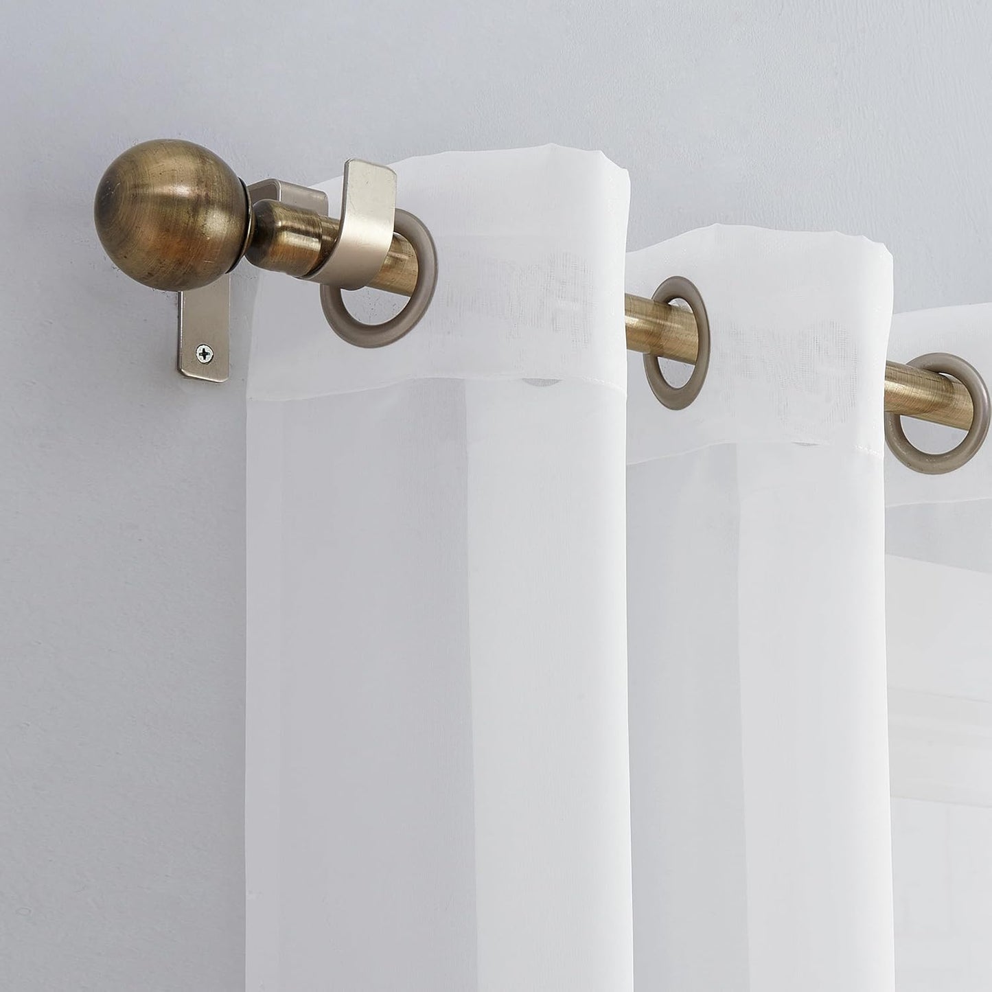 No. 918 Emily Sheer Voile Grommet Curtain Panel - 59" x 63", White
