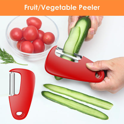 Pisol Kitchen Unique Gadgets Set 6 Pieces, Space Saving, Cheese Grater, Bottle Opener, Fruit Vegetable Peeler, Pizza Cutter, Garlic Ginger Grinder, Herb Stripper Gift Set