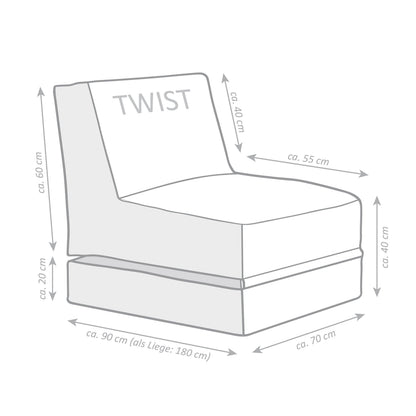 Gouchee Home Brava Twist Collection Polyester Upholstered Foldable Bean Bag Lounge Chair, Navy