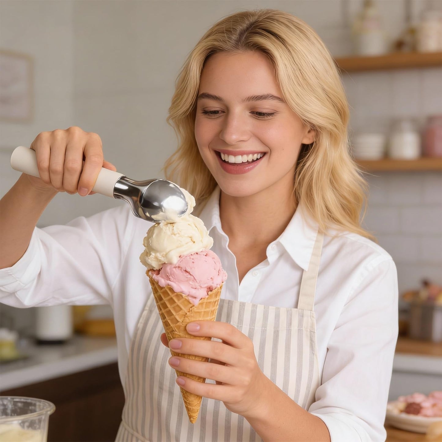 Dalicode Heated Ice Cream Scoop – Electric Scooper for Hard Ice Cream and Desserts, Heating Up to 158°F, Rechargeable 3400mAh Battery with LED Display, Easy to Clean, Ideal Summer Gift
