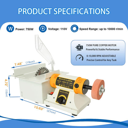 Lapidary Saw for Jewelry Crafts, 750W Lapidary Equipment with Jade Carving Kit, 110V Gem Cutting Machine with Water Cooling, Mini Table Saw for Jewelry Stone