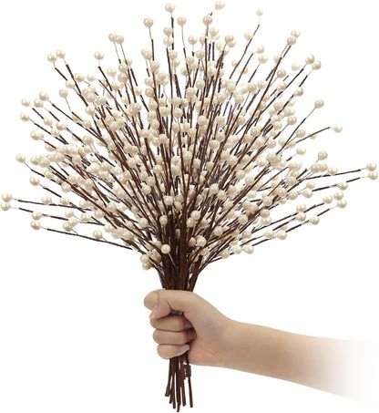 12Pcs NBGV Winter Decorations Artificial Berry Stems White Berry Picks for Christmas Holiday Flower Arrangements Home